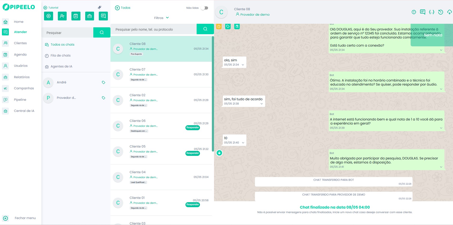 Pipeelo — Central de atendimento com IA no WhatsApp